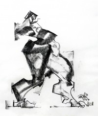 Mansoor Rahi, 14 x 16 Inch, Charcoal on Paper, Figurative Painting, AC-MSR-006.